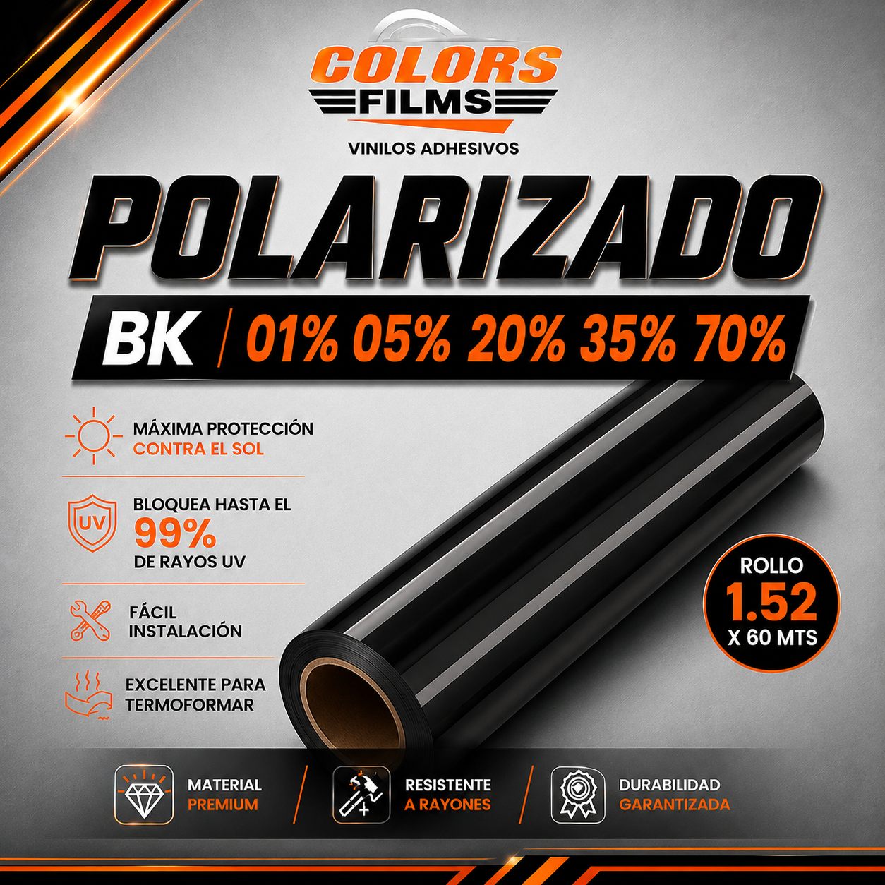 Polarizado BK 01% 05% 20% 35% 70%